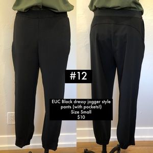 Black dressy jogger pants.